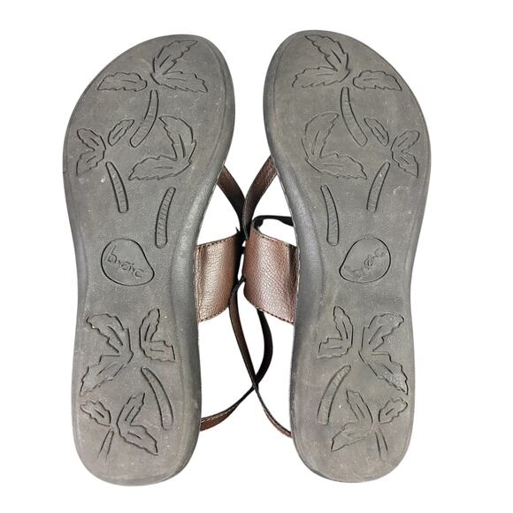 B.O.C Born Sandals Women Size 11 M Brown Faux Leather Buckle Thong Strappy Flat - Picture 8 of 11